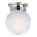 Satin Nickel Light Fixture with Alabaster Globe