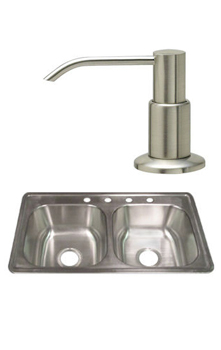 Stainless steel sink and a stainless steel soap pump