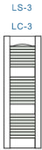 LS-3 and LC-3, Open Louvered Shutter With 33% 33% 33% Split Between Mullions From The Top To Bottom.
