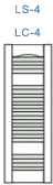 LS-4 and LC-4, Open Louvered Shutter With 20% 60% 20% Split Between Mullions From The Top To Bottom.