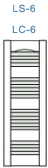 LS-6 and LC-6, Open Louvered Shutter With 25% 25% 25% 25% Split Between Mullions From Top To Bottom.