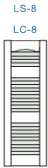 LS-8 and LC-8, Open Louvered Shutter With 20% 40% 40% Split Between Mullions From The Top To Bottom.