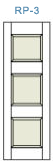 RP-3, Raised Panel Shutter With 33% 33% 33% Split Between Mullions From Top To Bottom.