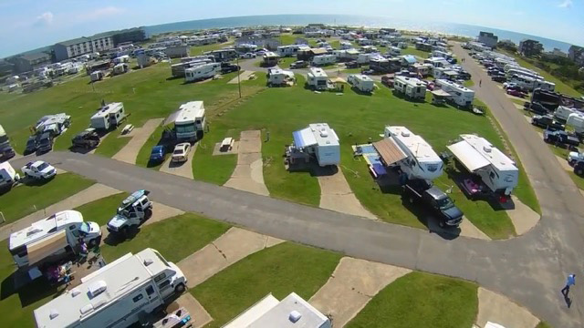 Overhead View Of RVs Parked.