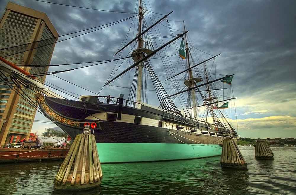Wodden Ship In Baltimore, Maryland's Harbor.