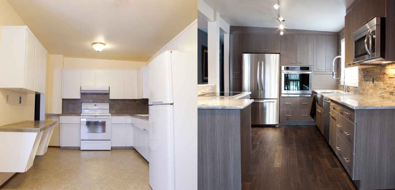 Before and After mobile home kitchen remodel