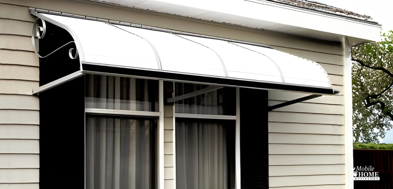 Dura-Bilt® Aluminum Window Awning on a mobile home