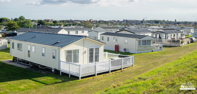 mobile home park with various size windows