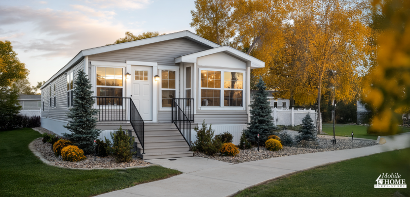 mobile home with vinyl skirting